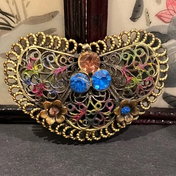 Antique Art Nouveau Sash Clip With Crystals. - Picture 2 of 6